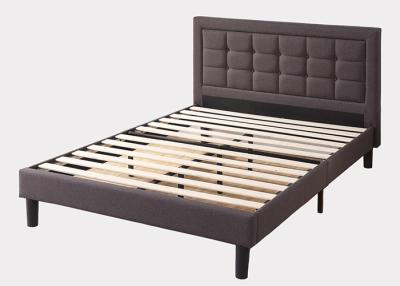 China Modern Fabric Bed Frame Upholstered Button Tufted Premium Platform Bed Wood Slat Support for sale