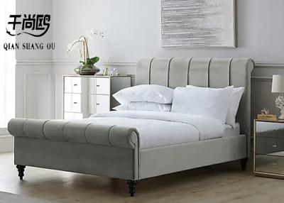 China Classic Upholstered Sleigh Bed Frame With Vertical Stitching Design for sale