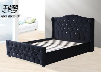 China Zwart Doorgenaaid Crystal Buckle Modern Soft Bed voor Luxeslaapkamer Te koop
