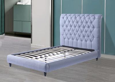 China Hotel Bedroom Modern Design Queen Size Gray Soft Platform Button Bed with Waterproof for sale
