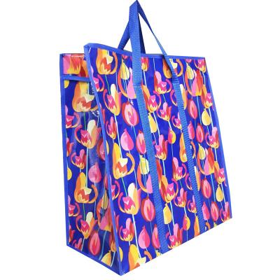 China bopp  laminated new  designs pp woven shopping  bag with double zip puller for sale