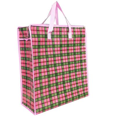 China fashion new design pp shopping zip bag package large shopper woven material bag for sale