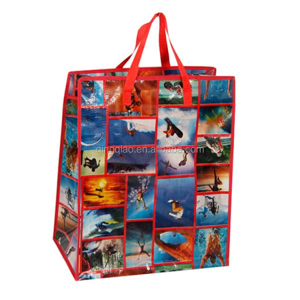Quality Reusable Shopping Laminated Pp Woven Bag Bag Flower Design Gravure Printing for sale