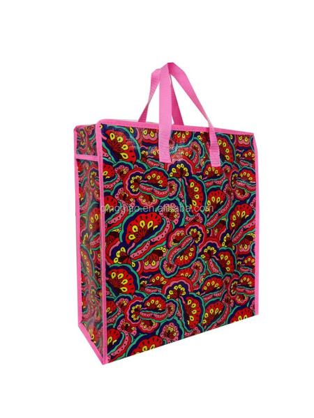 Quality Reusable Shopping Laminated Pp Woven Bag Bag Flower Design Gravure Printing for sale