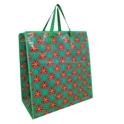 China Foldable Custom Printed Plastic Shopping Bags with Reinforced Handles for sale