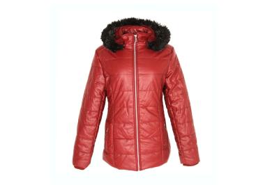 China Ladies PU Coats Jacket Quality Fashion Keep Warm Autumn And Winter Burgundy for sale