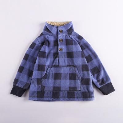 China Stockpapa Kids Blue Plaid Comfortable Breathable Button Pullover for sale