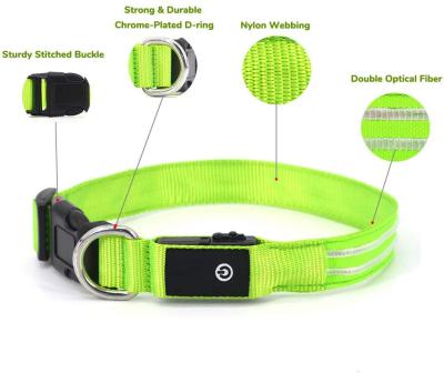 China Sturdy Durable LED Dog Collar USB Rechargeable Customized 5 Sizes Option for sale
