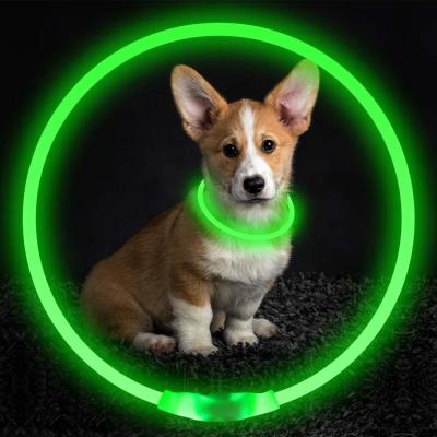 China Multiple Colors Waterproof Glow In The Dark Dog Collar 27.5 Inch 70cm Length for sale