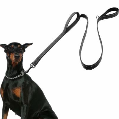 China 2 Handles Nylon Dog Leash 6 FT Long For Extra Control Reflective Stitch for sale