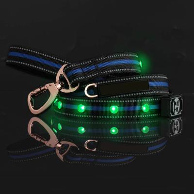 China LED Dog Leash, USB Rechargeable Lights 3 Glowing Modes Night Safety, Water Resistance for sale