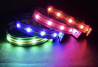 China Water Resistant LED Dog Collar USB Rechargeable 3 Light Mode Reflective Glow In The Dark for sale