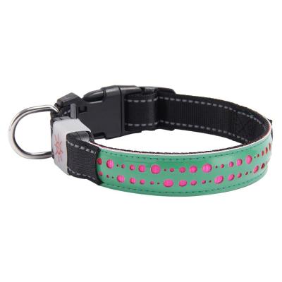 China Adjustable LED Dog Collar USB Rechargeable Customized For Dog Cat Night Safety for sale