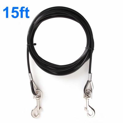 China Crack Resistant Waterproof Dog Leash 15ft Tie Out Cable PVC Coating Rope for sale