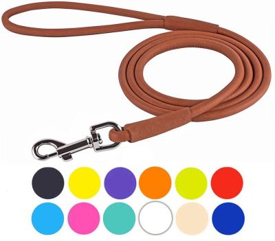 China Multiple Sizes Rolled Leather Dog Leash Rope Soft Padded Multicolored for sale