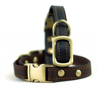 China Handmade Stylish Real Leather Dog Collars Easy Care For Medium Dog Breeds for sale