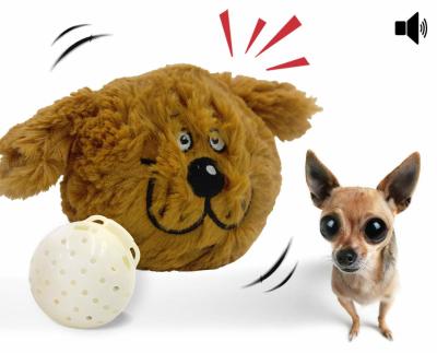 China Interactive Plush Dog Squeaky Toy Electronic Motion Ball Nontoxic Plush ABS Material for sale