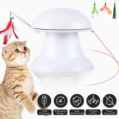 China ABS Material Cat Laser Toy Interactive 2 In 1 Automatic With Moving Feather for sale