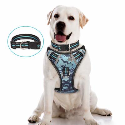 China Choke Free Nylon Dog Harness No Pul Easy Control Handle With Front / Back Leash Clips for sale