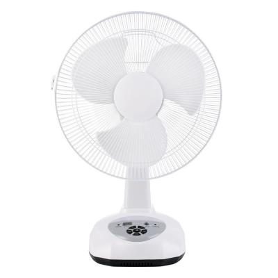 China 12 Inch AC DC Rechargeable Fan Table Fan With LED Light Mobile Phone Charge for sale