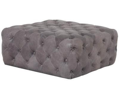 China french vintage wooden tufted leather ottoman wholesale fabric ottomans home furniture for sale