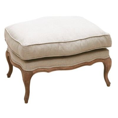 China french style oak wood frames rustic linen fabric footstool and ottoman for sale