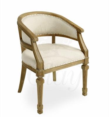 China Corner solid oak wooden wedding chair with linen fabric for events and party rentals for sale