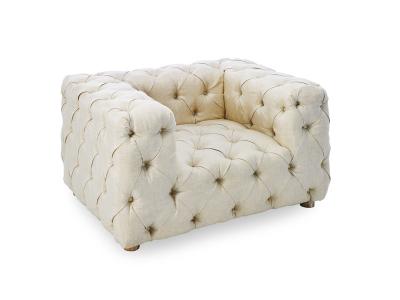 China Tufted buttons upholstered wedding sofa chair for luxury event and party hire with good linen fabric for sale