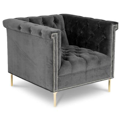 China wholesale classic single seat sofa chair velvet fabric tufted upholstery accent for living room furniture for sale