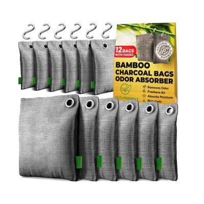 China Refrigerator Deodorizer 12-Pack Bamboo Charcoal Air Purifying Bags for Shoes and Cars for sale