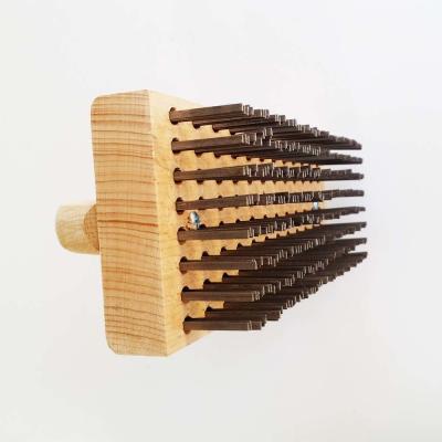 China Remove Rust Wooden Block Scratch Brush With Flat Steel Bristles for sale