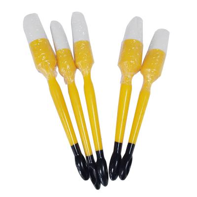 China Yellow Handle Boar Bristle Car Cleaning Brush Car Detailing Brush 5 Pcs Set for sale