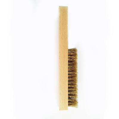 China Beech Wood Handle Stainless Steel Wire Brushes Brass Rust Clean 14*10cm for sale