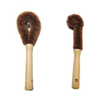 China Eco Friendly Natural Fibre Kitchen Cleaning Brush With Handle 23cm for sale