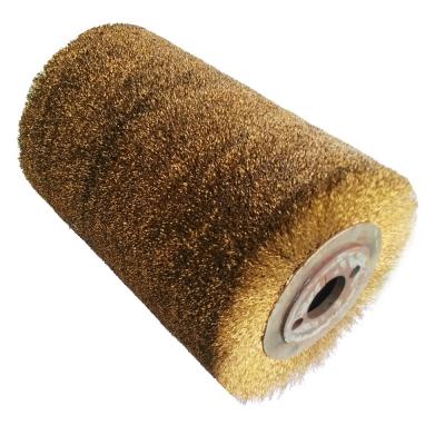 China Industrial Brass Bristle curved wood polishing brush roller OEM for sale