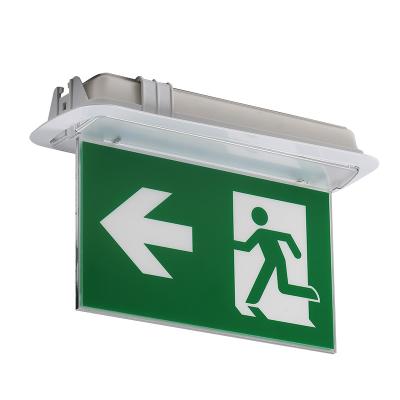 China Automatic Rechargeable Led Exit Signs Ceiling Recessed Double Side for sale