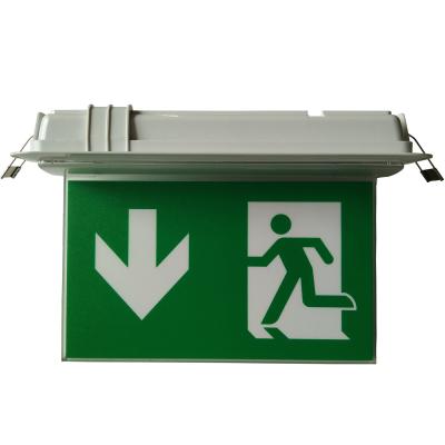 China Small Size LED Ceiling Recessed Led Exit Signs With Emergency Lighting 3 H Operation for sale