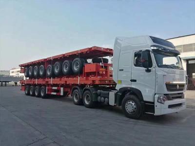 Cina 3 Axle Flatbed Semi Truck Trailer 30t 60t For Container Carrying in vendita