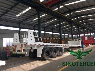 China 13m Container Flat Bed Semi Trailer 60tons 3 Axles Semi Trailer Te koop