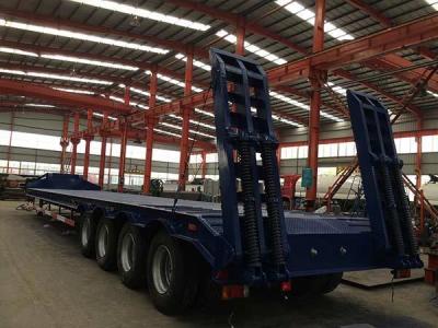 China 70Tons 15m Low Bed Semi Trailer Truck For Carrying Construction Machine Te koop