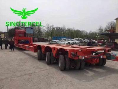 China Mn Steel 60000kgs Modular Semi Trailer Red 60 Ton Low Bed Trailer for sale