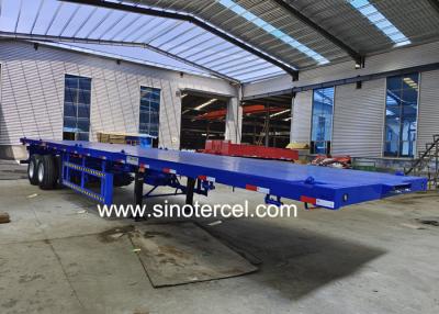 China Hydraulic Ramp Flat Bed Semi Trailer 3 Axles Flatbed Tractor Trailer Te koop