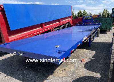 China Tri Axles Flat Bed Semi Trailer Blue 40ft Flatbed Semi Trailer Te koop