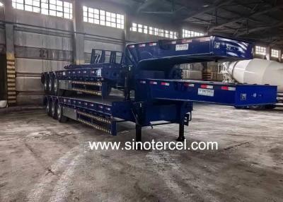 Chine Three Axles Low Bed Semi Trailer 60 Ton Low Bed Trailer Blue à vendre