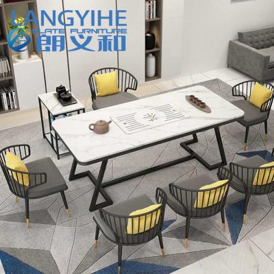 China 140cm Slate Dining Room Table Modern Italy Minimalist Luxury Metal for sale