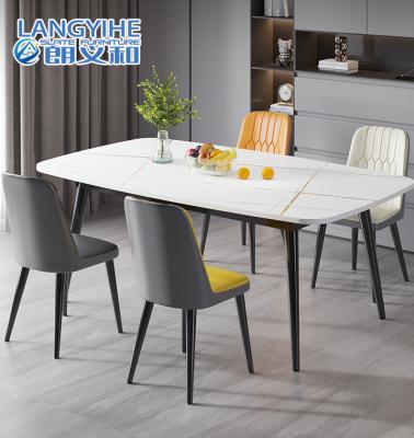 China Metal Minimalist Marble Dining Table And Chair Combination Oval Shape for sale