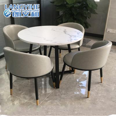 China Light Luxury Rock Slab Circle Marble Dining Table Scalable for sale
