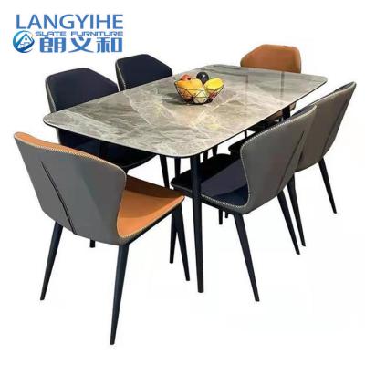 China Italian Minimalist Rock Board Dining Table Rectangular Small Apartment Dining Table Combination for sale