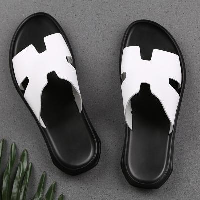 China Flat  Solid Color Men Slippers Upper Breathable Home Slippers for sale