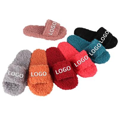 China Custom logo outdoor soft plush slippers for women and ladies hot sale wholesale non-slip home indoor custom shoes for sale